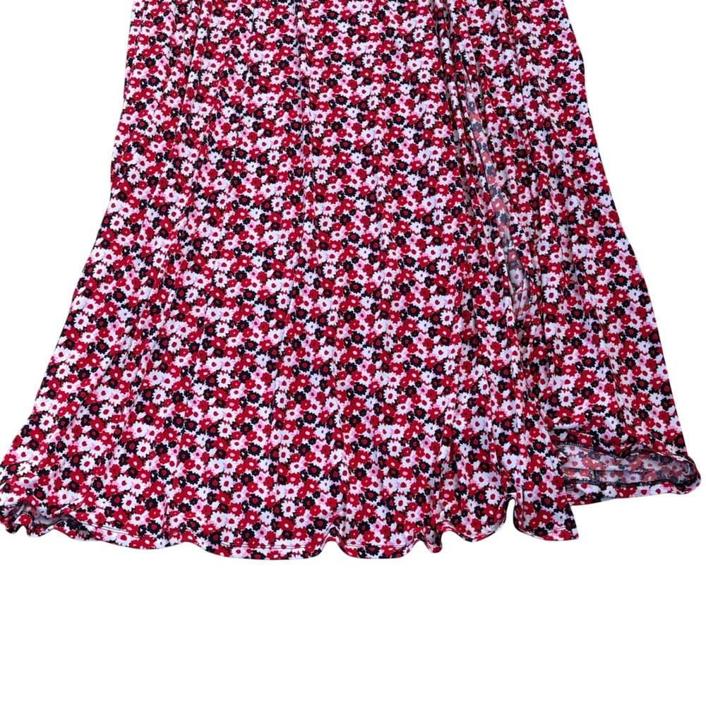 MICHAEL Michael Kors Women's Large Red Pink Floral Sleeveless Maxi Dress Ruffle - Picture 3 of 8